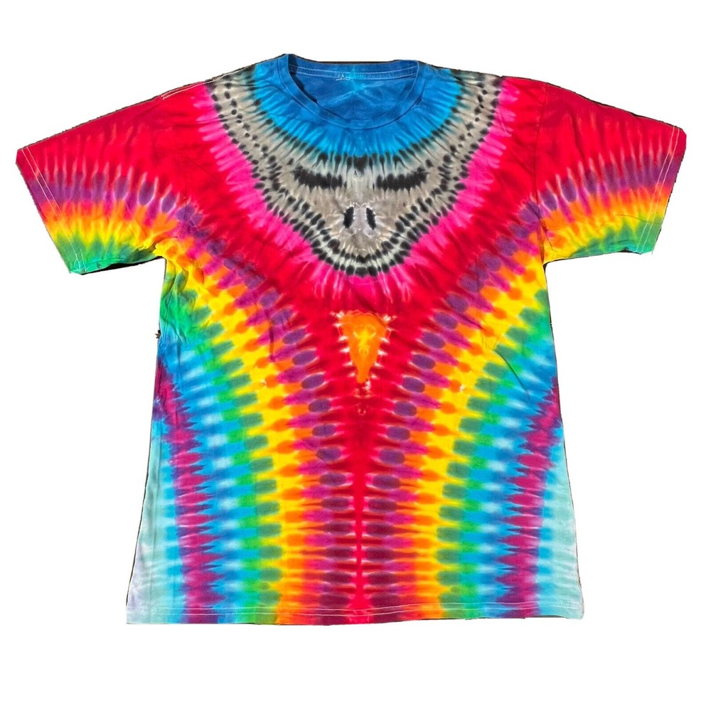 Rare Deep V Tie Dye Short Sleeve Crew Neck T Shirt Size Large